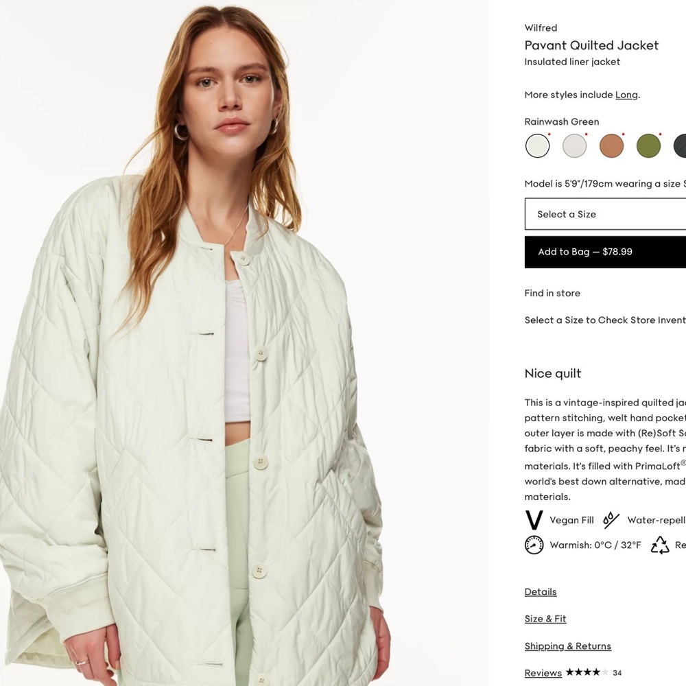 Aritzia quilted jacket